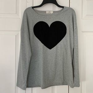Baluoke Gray and Black Heart Long Sleeve Top